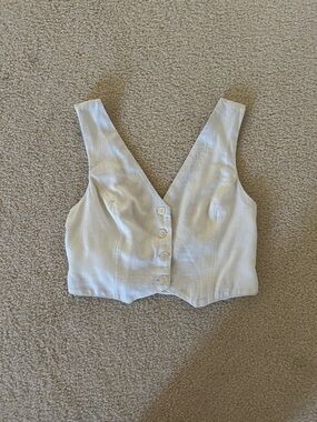 Abercrombie & Fitch White Button V-Neck Crop Top